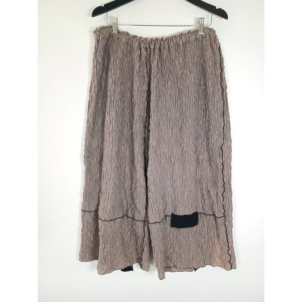 Noblu Pants Artsy Pull On Bow XL Minimalist Lagenlook Relaxed Wide Leg Crop USA